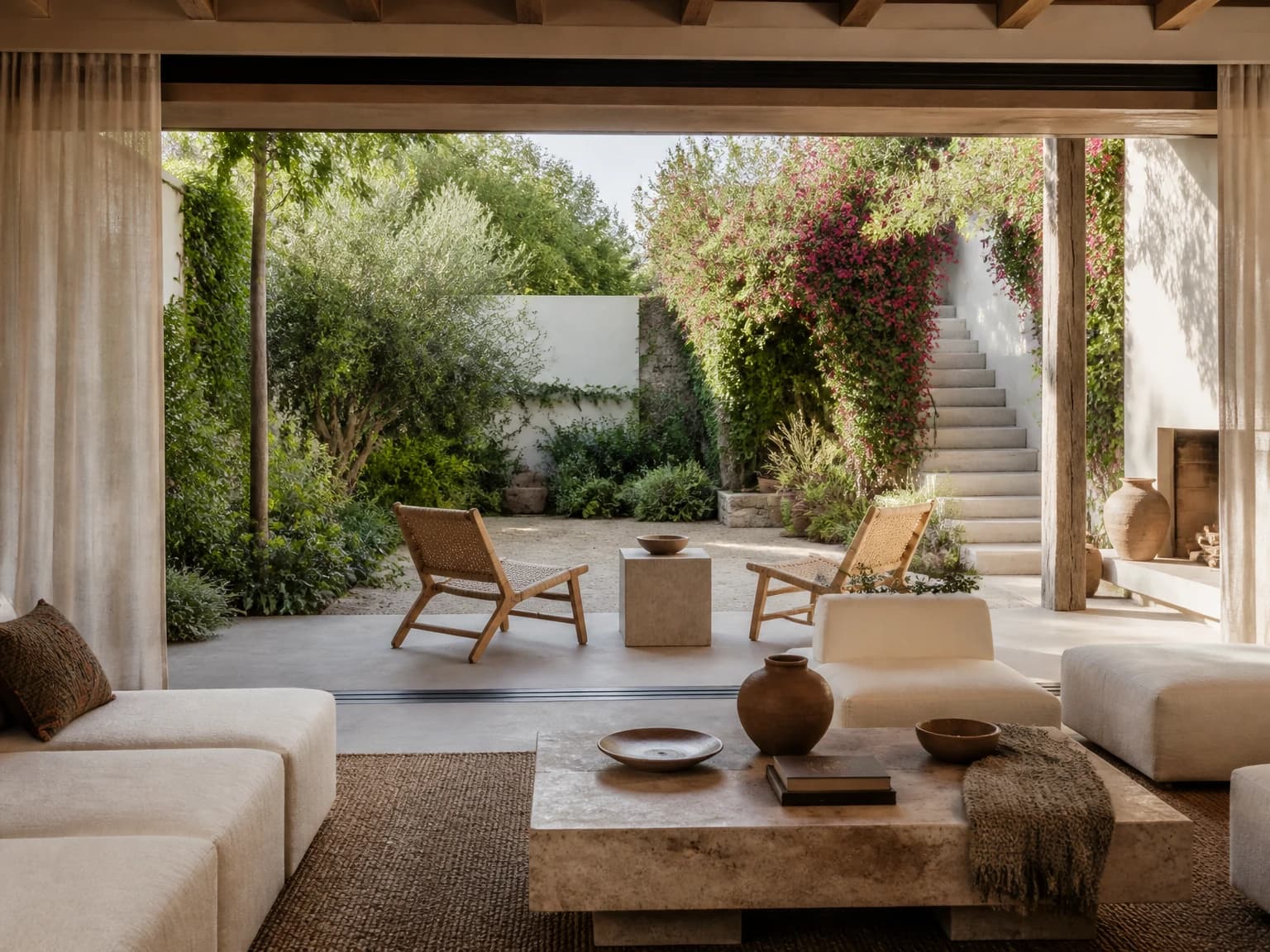 Woven Courtyard Bohemian Room, bohemian living room inspiration