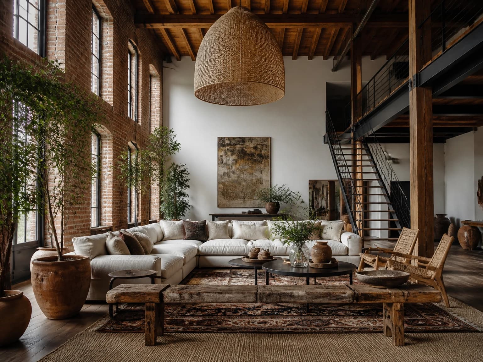 High-Ceiling Woven Loft, bohemian living room inspiration