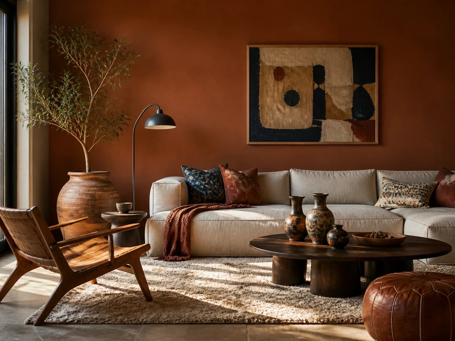 Terracotta Statement Room, bohemian living room inspiration
