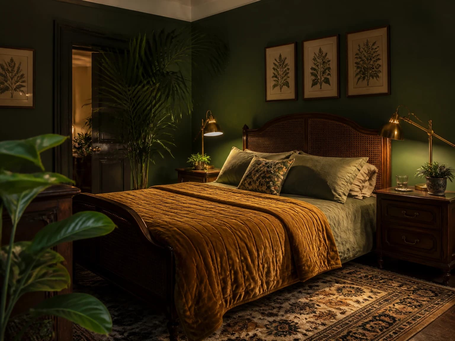 Dark Botanical Boho Room, boho bedroom inspiration
