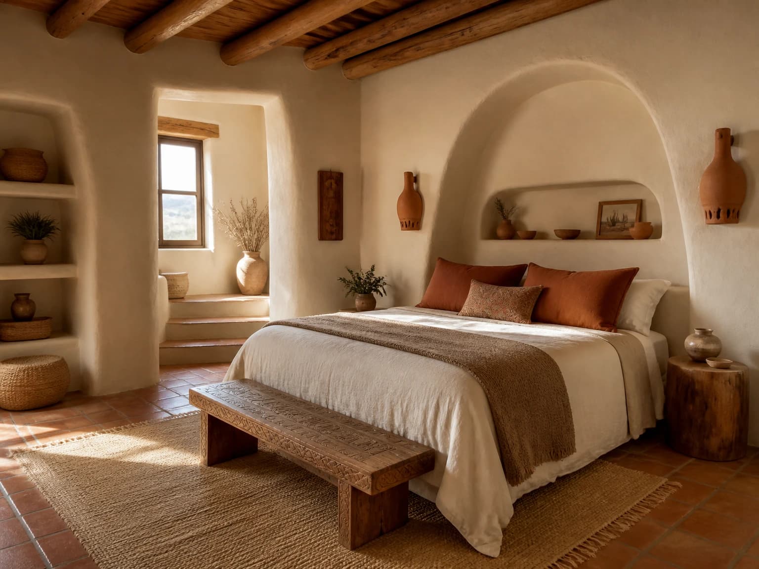 Desert Adobe Bedroom, boho bedroom inspiration