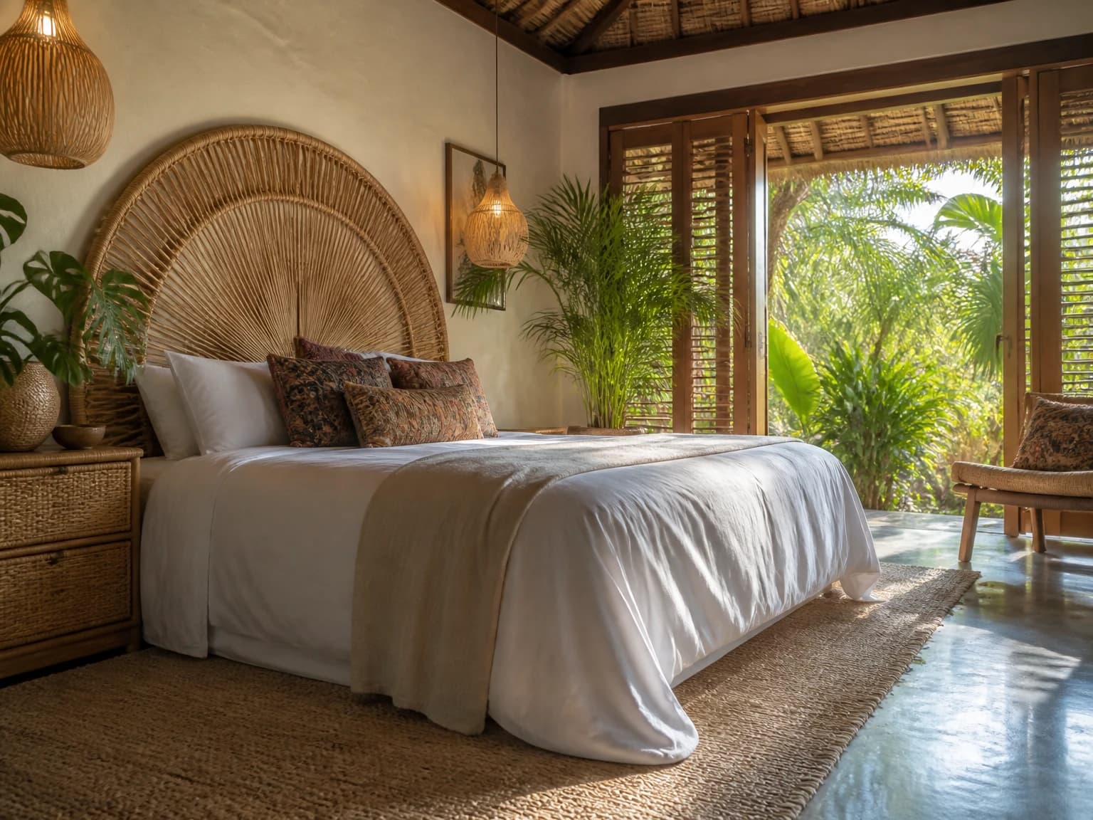 Tropical Rattan Hideaway, boho bedroom inspiration