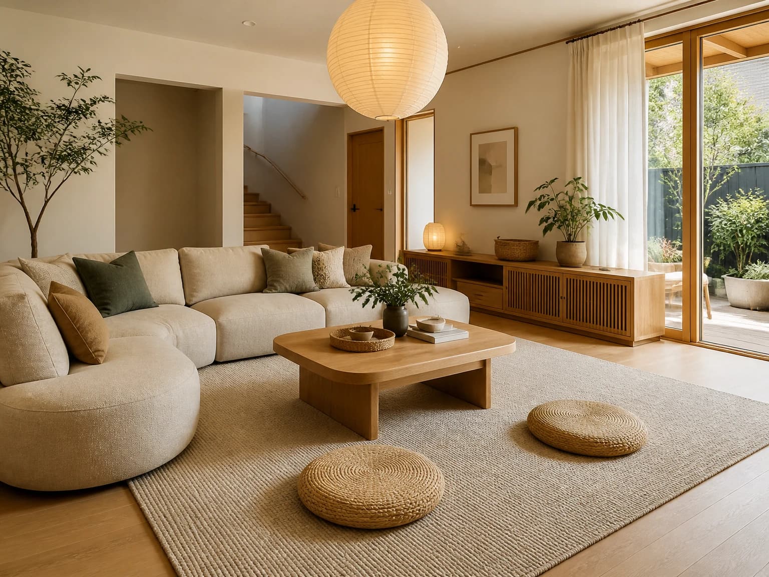 Family-Friendly Japandi Lounge, japandi living room inspiration