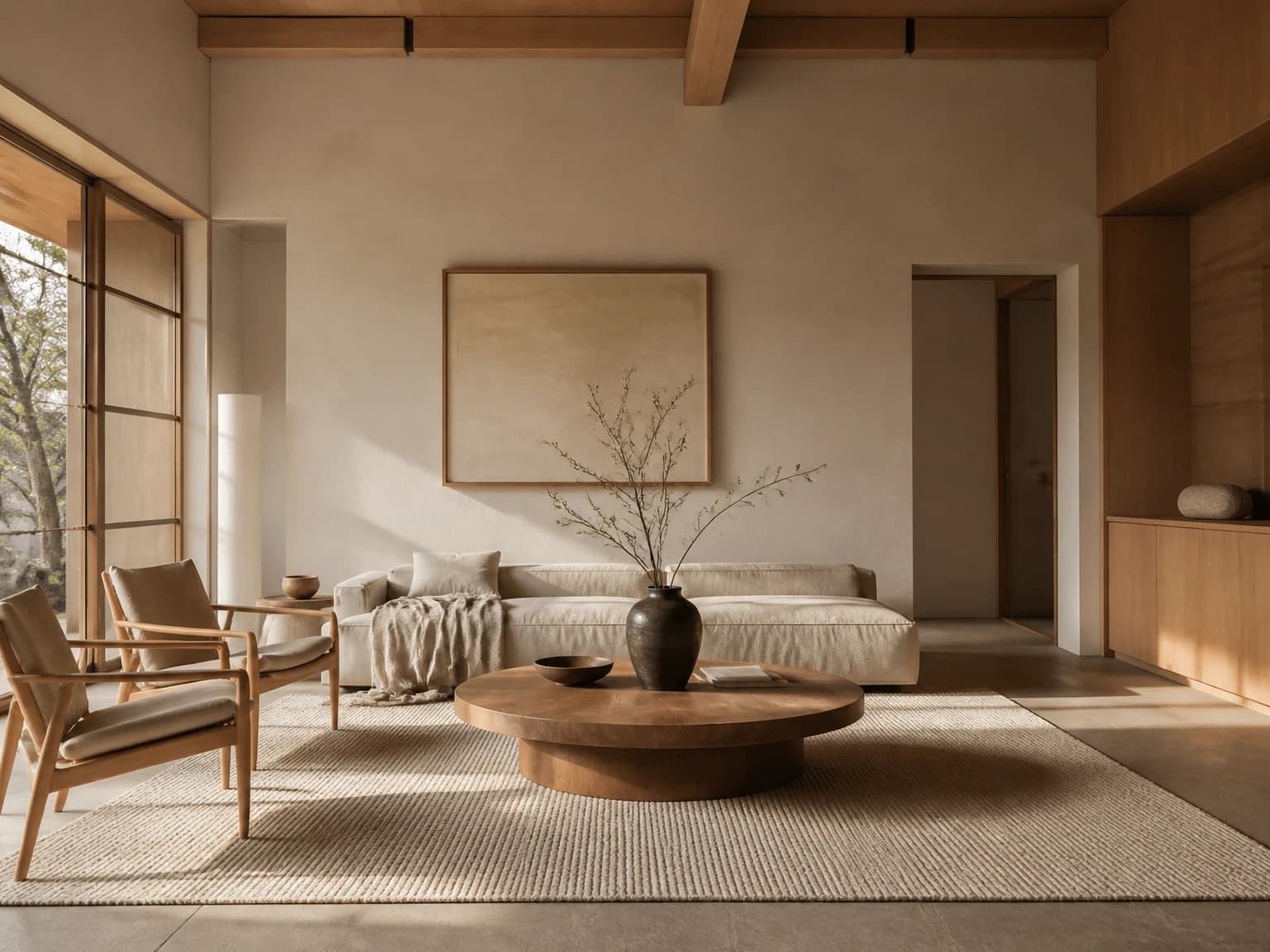 Light Oak and Linen Room, japandi living room inspiration