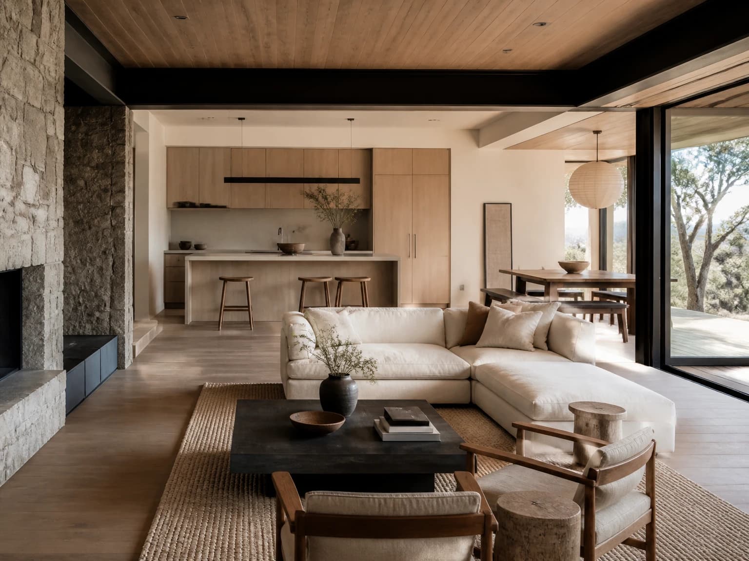 Open-Plan Japandi Great Room, japandi living room inspiration