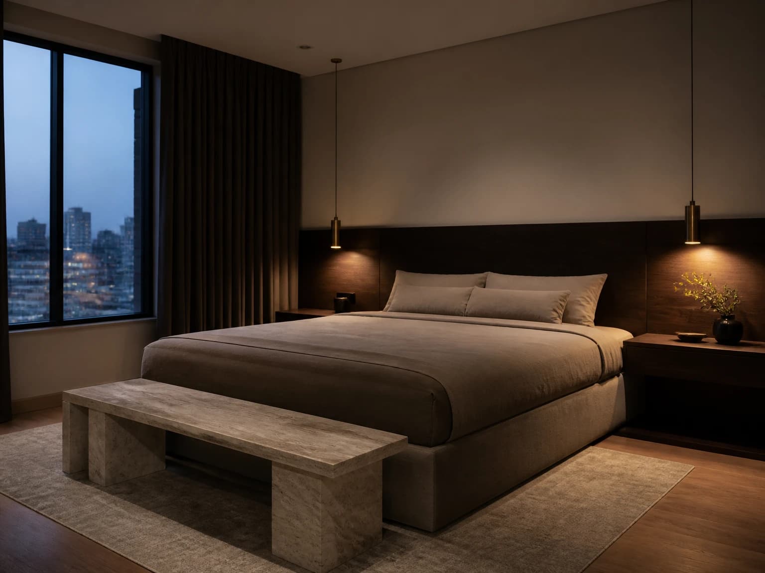 Blue-Hour Minimal Bedroom, minimalist bedroom inspiration