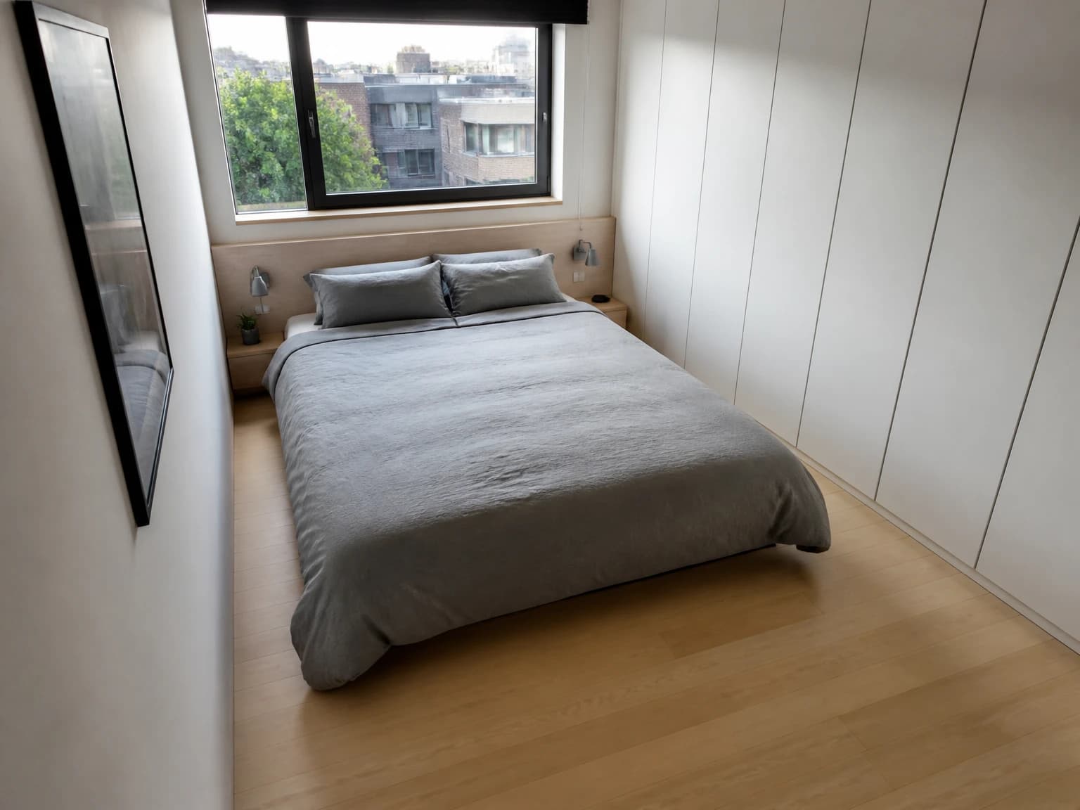 Narrow Urban Minimal Bedroom, minimalist bedroom inspiration