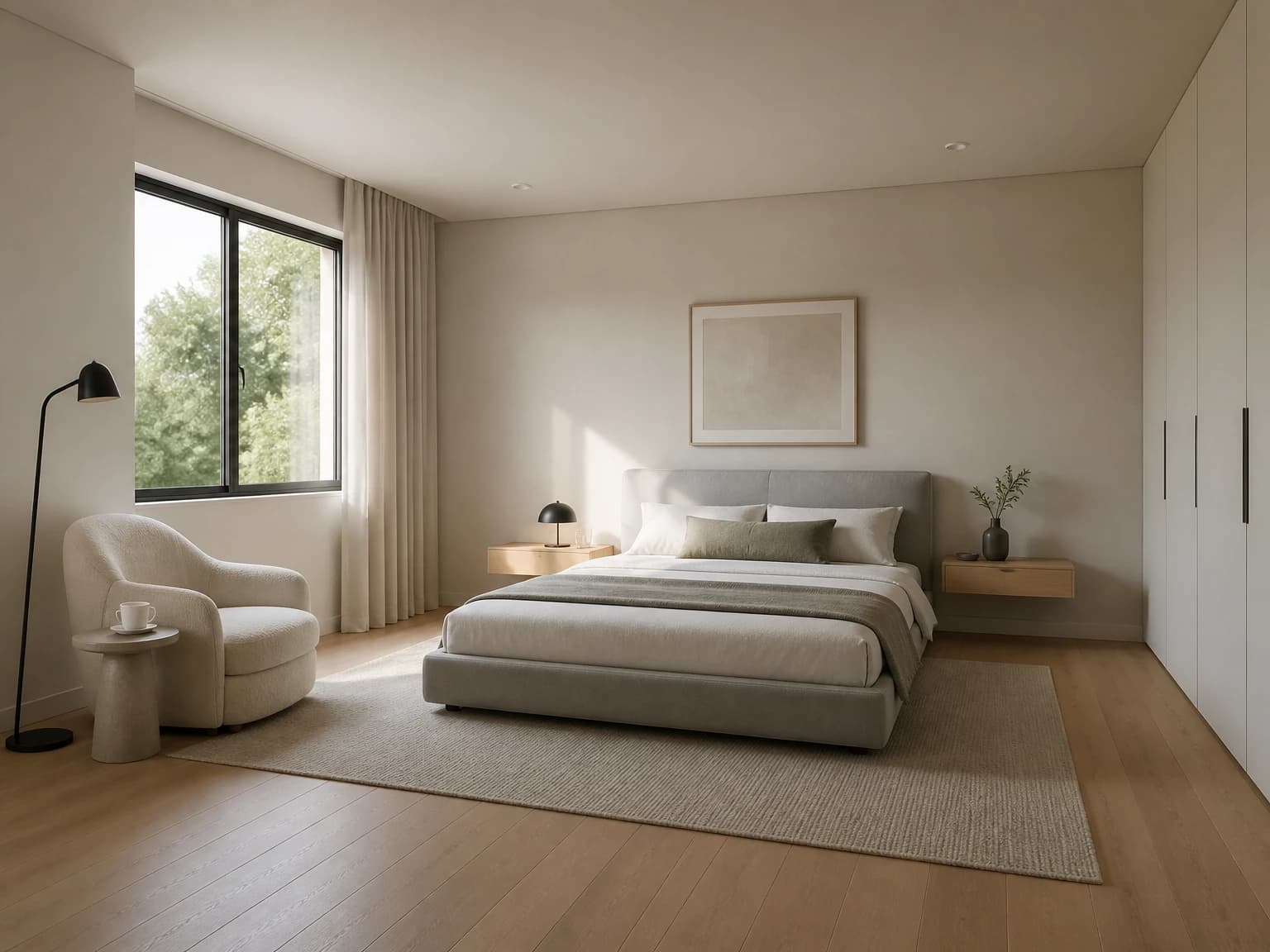 Minimal Bedroom with Reading Nook, minimalist bedroom inspiration
