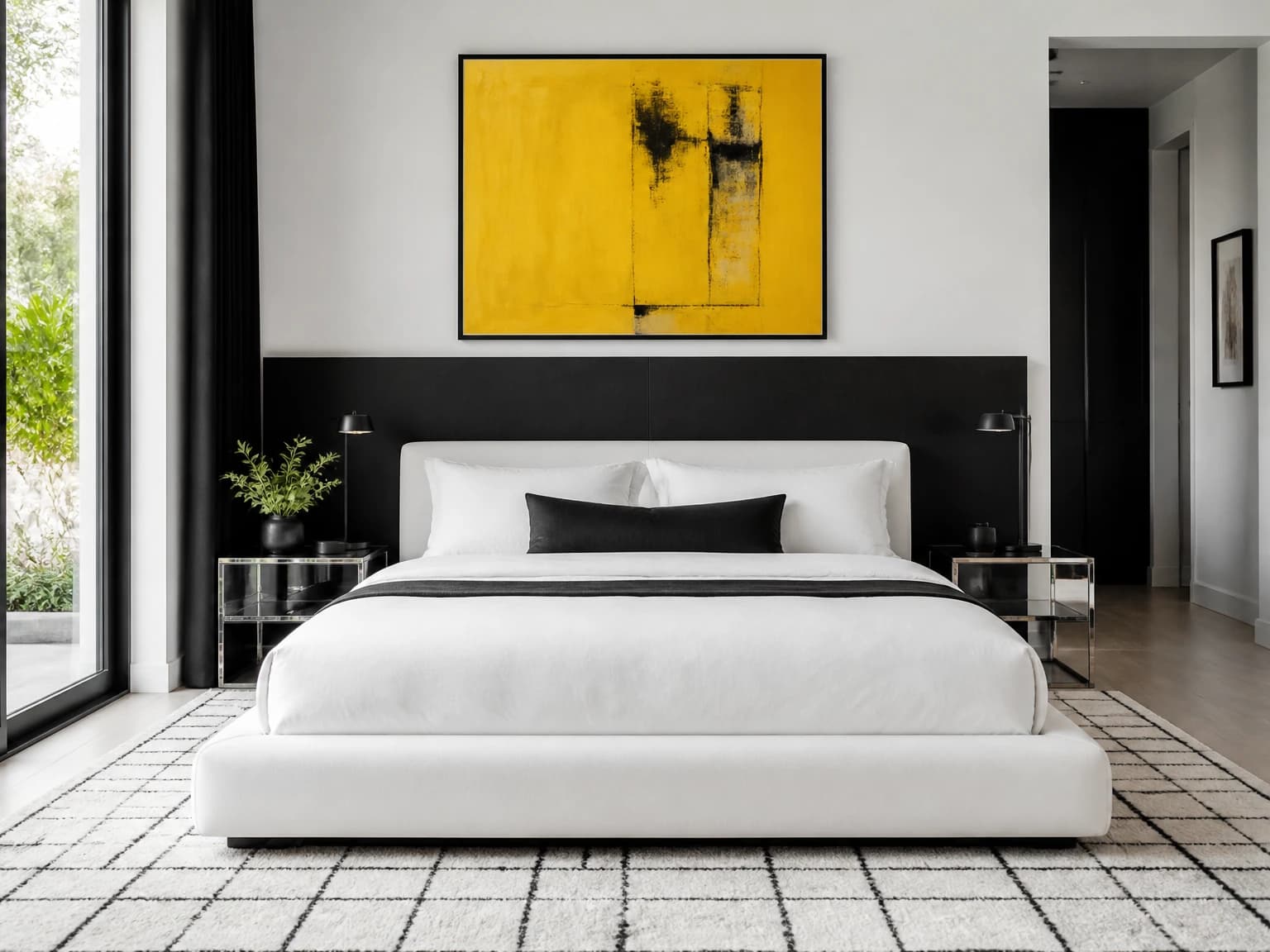 Black and White Graphic Bedroom, modern bedroom inspiration