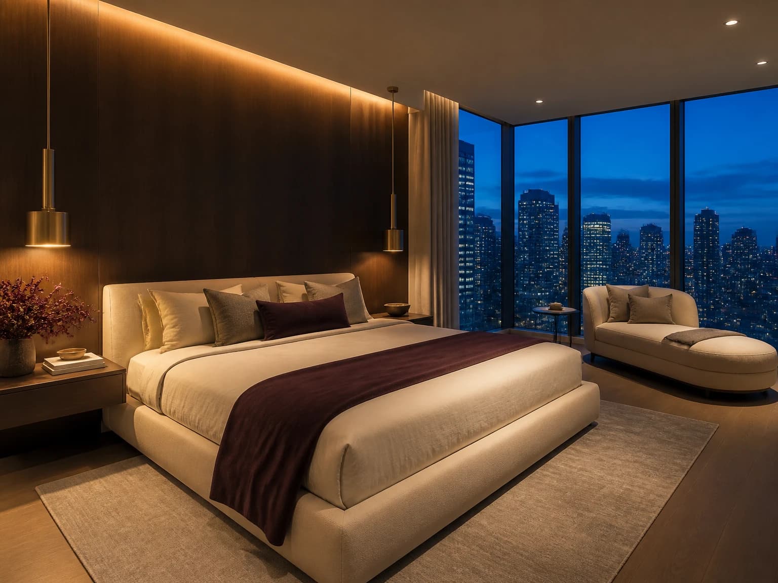 Blue-Hour Skyline Bedroom, modern bedroom inspiration