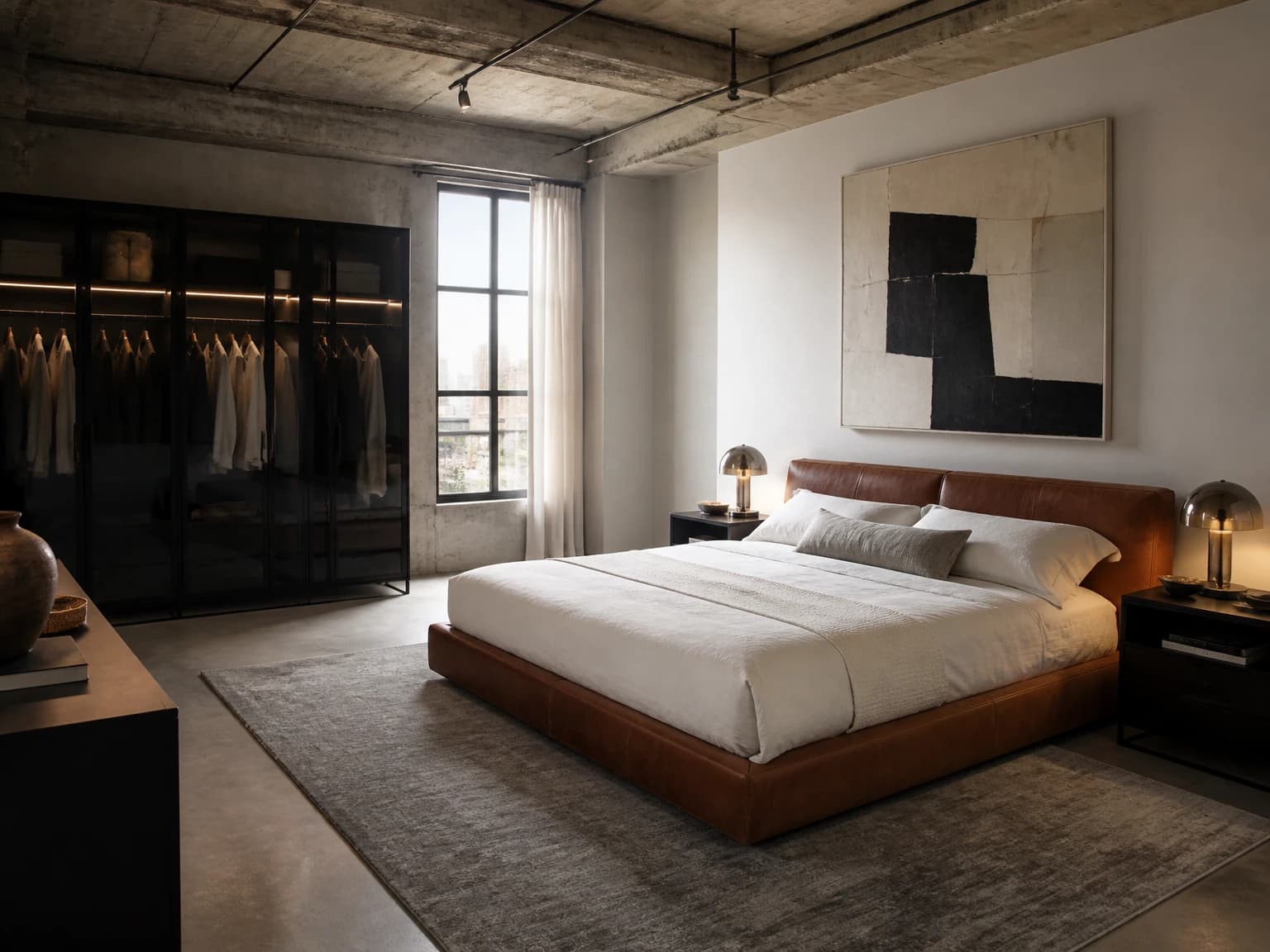 Concrete Loft Bedroom, modern bedroom inspiration