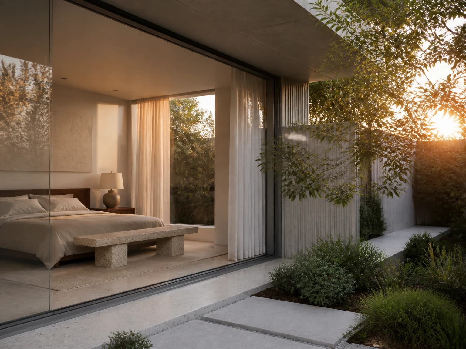 Indoor-Outdoor Courtyard Bedroom, modern bedroom inspiration