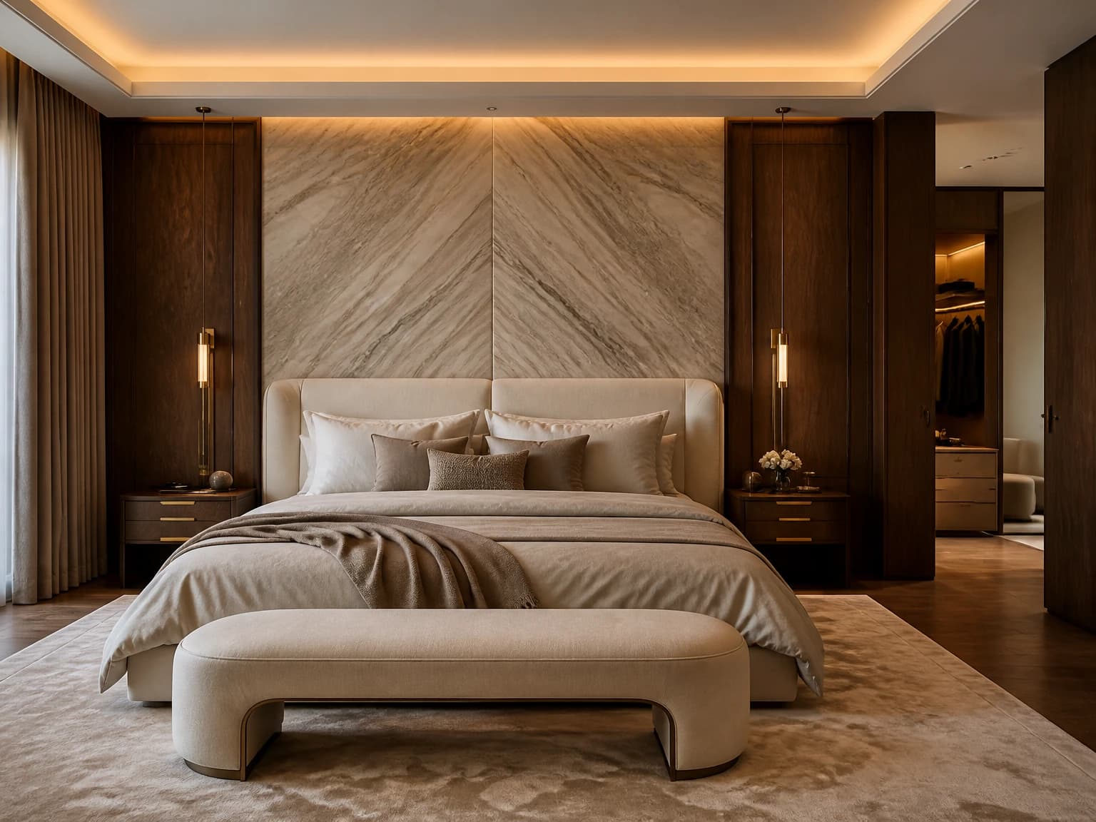 Luxury Stone and Walnut Suite, modern bedroom inspiration