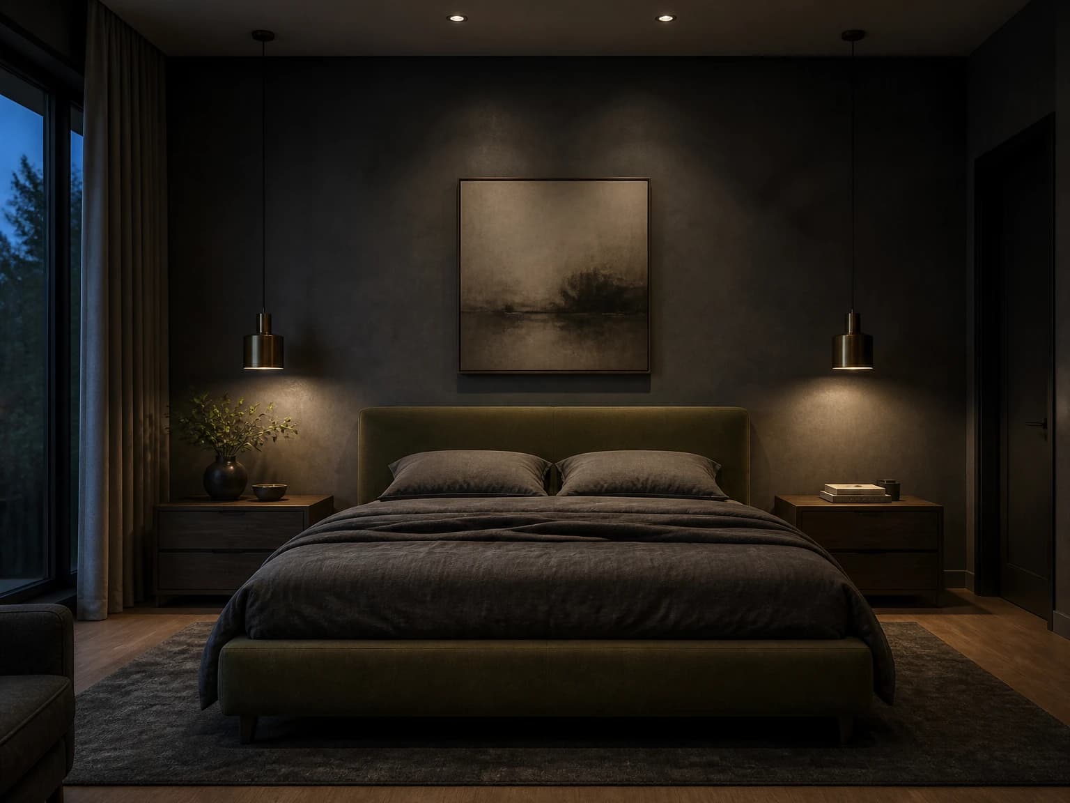 Moody Charcoal Retreat, modern bedroom inspiration