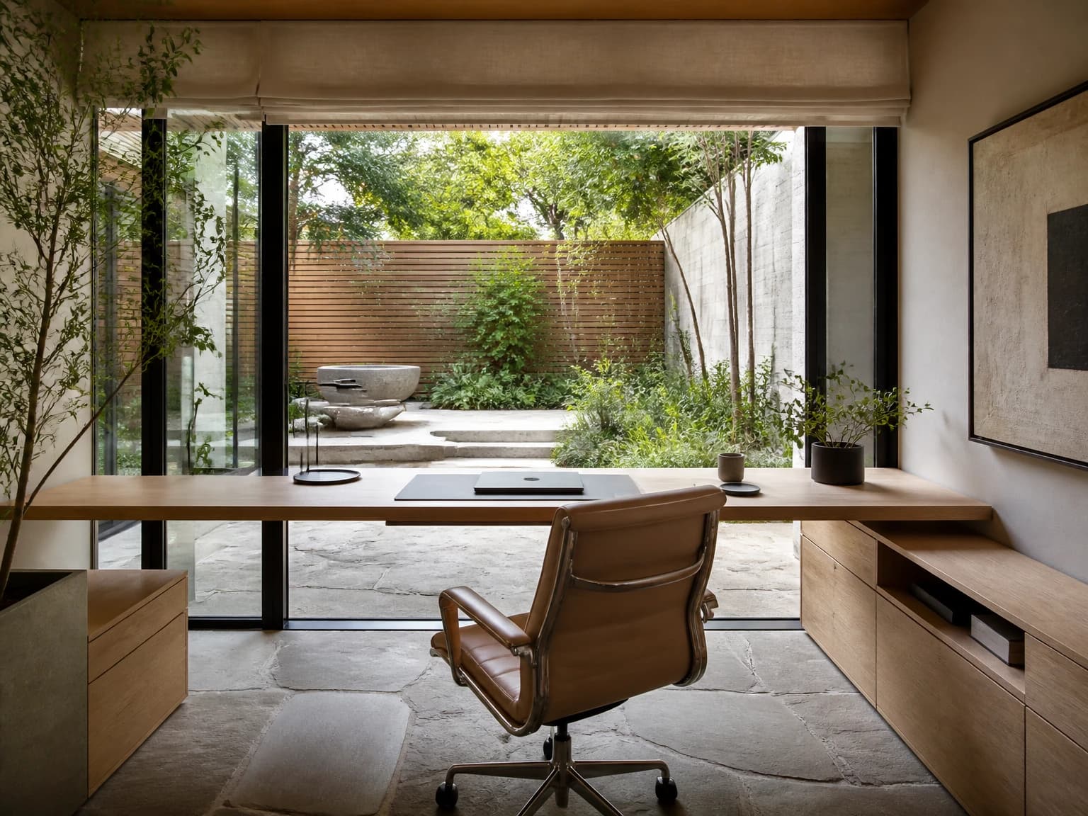 Courtyard-Facing Workroom, modern home office inspiration