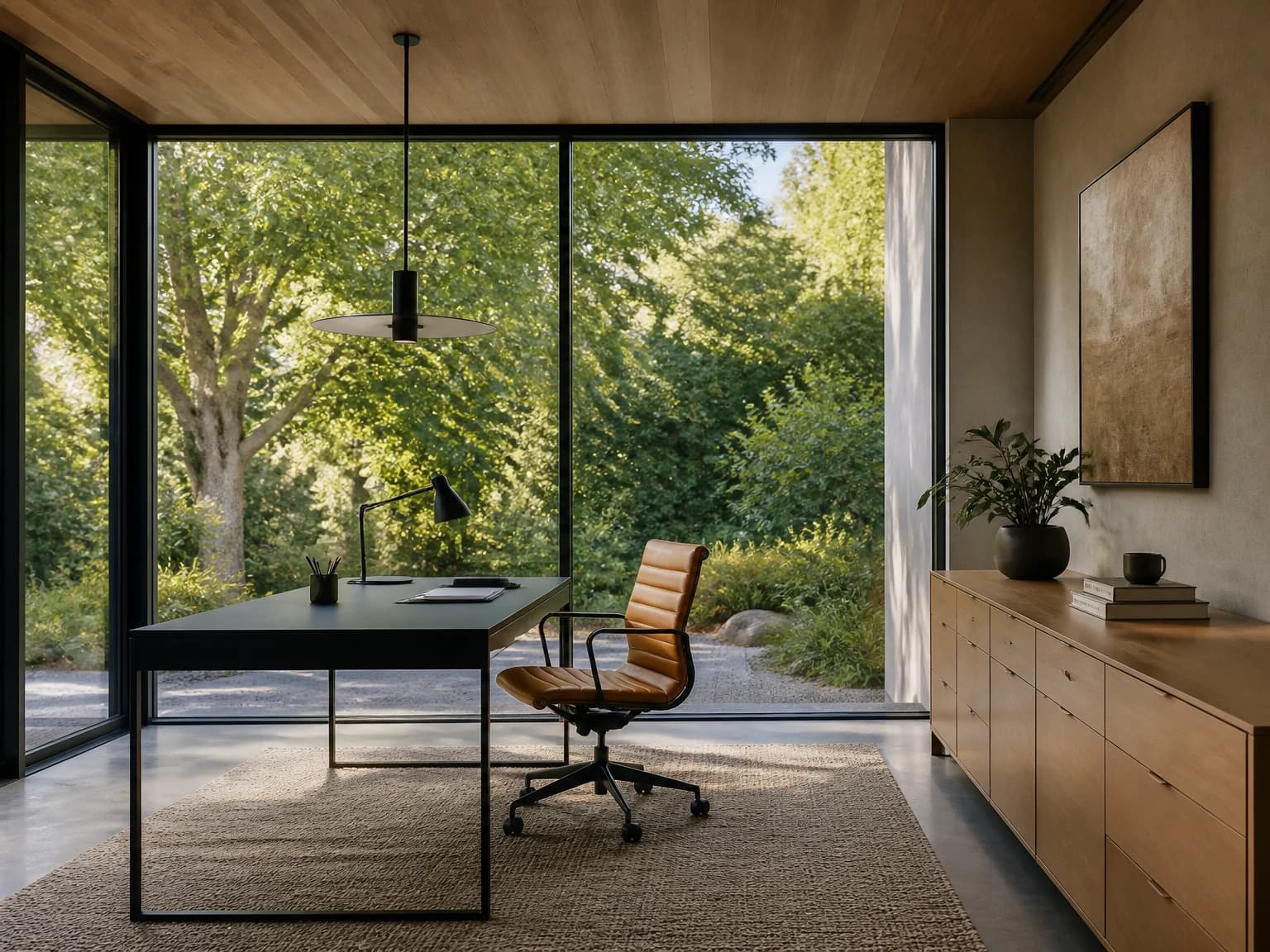 Glass-Walled Garden Office, modern home office inspiration
