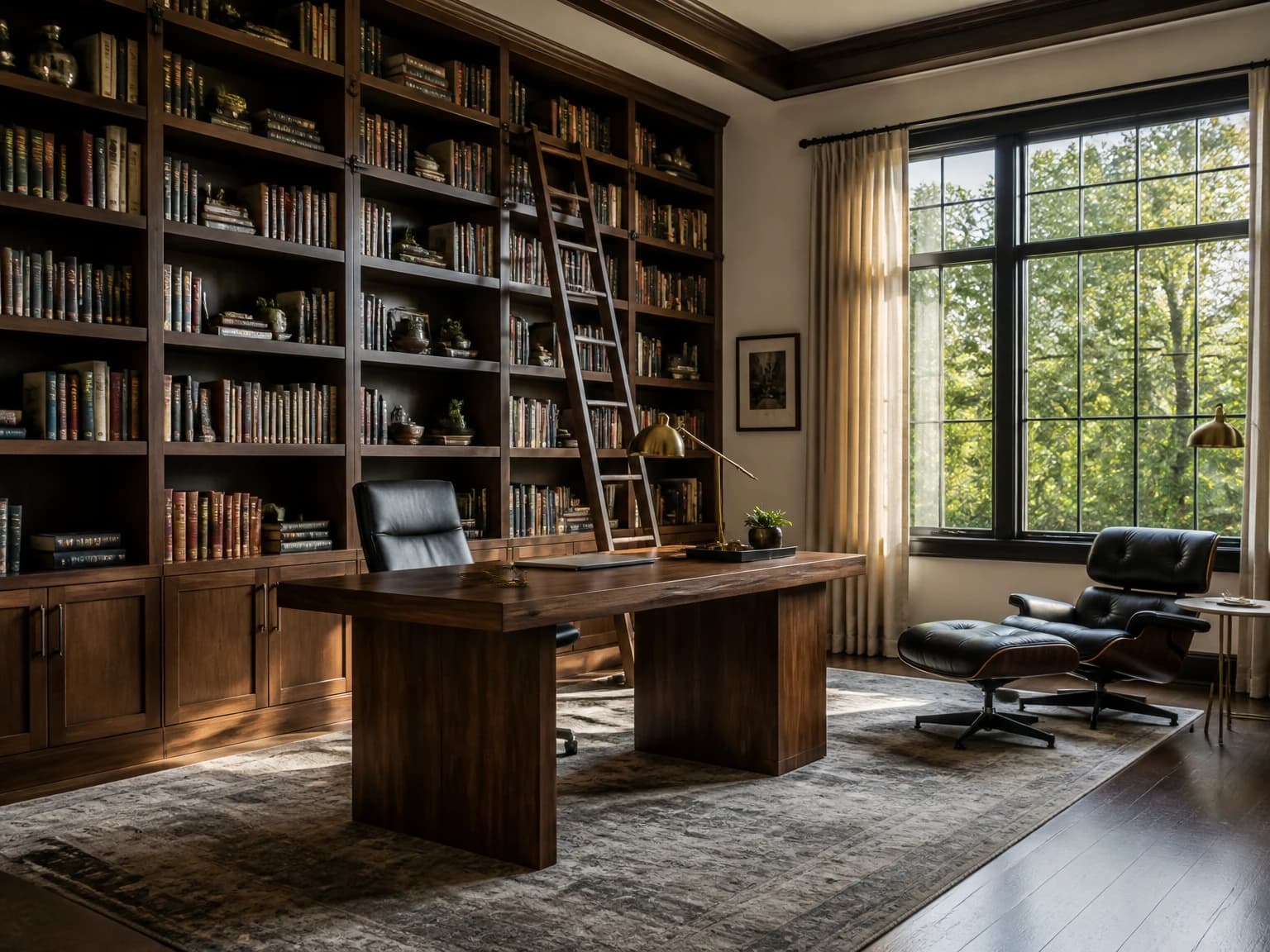 Library Wall Home Office, modern home office inspiration