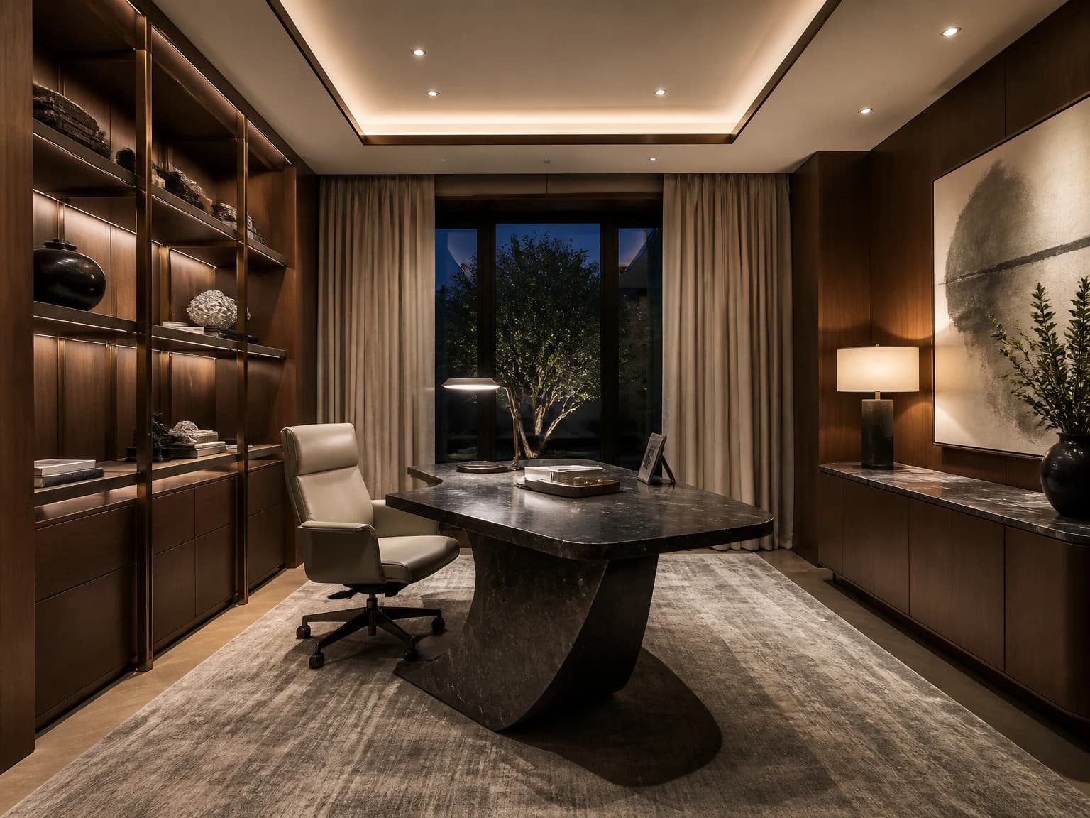 Luxury Stone Office, modern home office inspiration