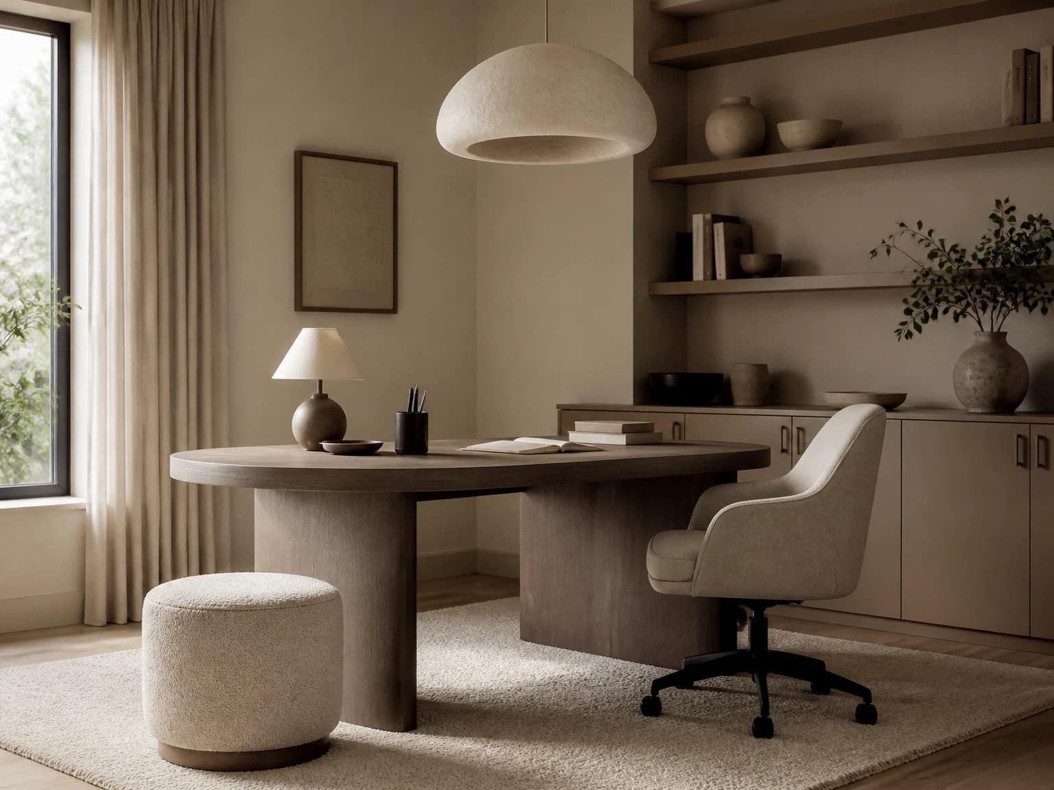 Soft Beige Work Retreat, modern home office inspiration