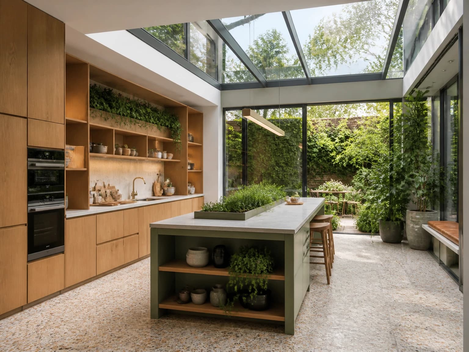 Biophilic Greenhouse Kitchen, modern kitchen inspiration