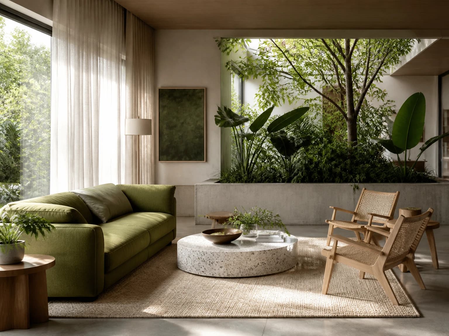 Biophilic Garden Living Room, modern living room inspiration
