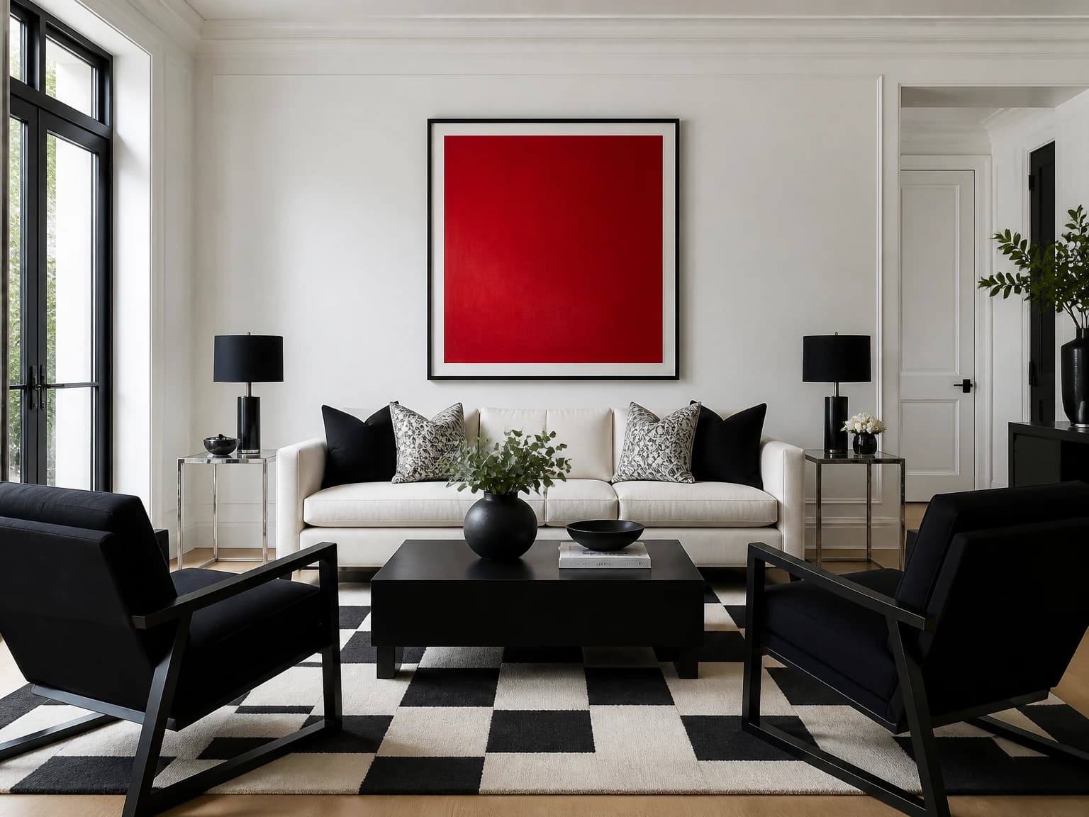 Black and White Graphic Room, modern living room inspiration