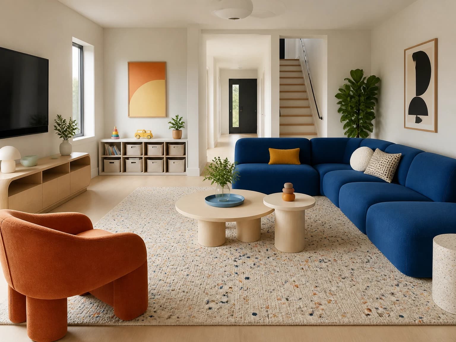 Color-Blocked Family Lounge, modern living room inspiration