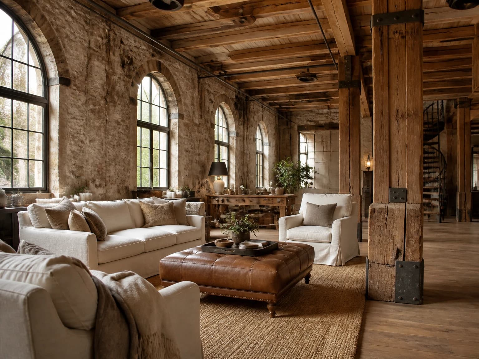 Historic Mill Living Room, industrial living room inspiration