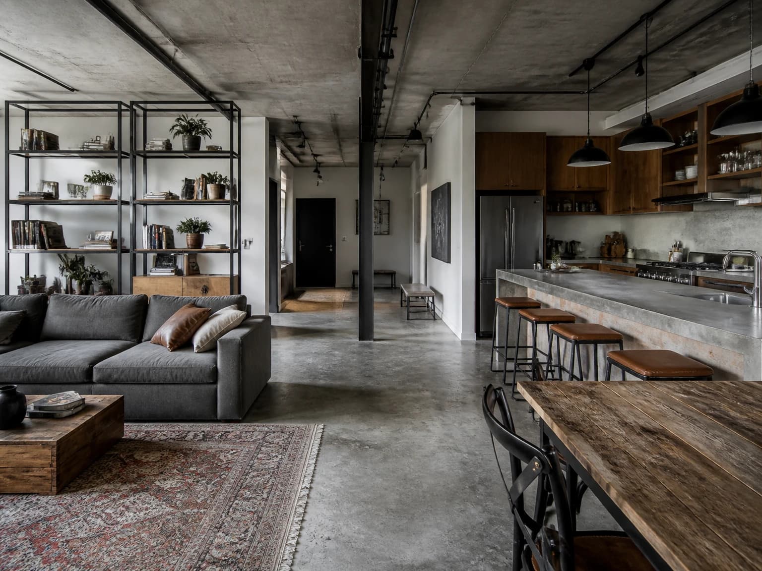 Open-Plan Industrial Home, industrial living room inspiration