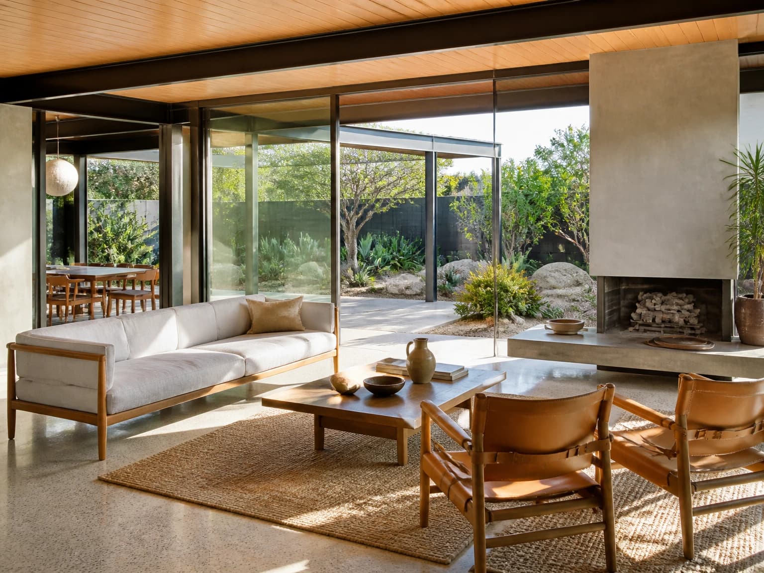 California Glass House, mid-century modern living room inspiration