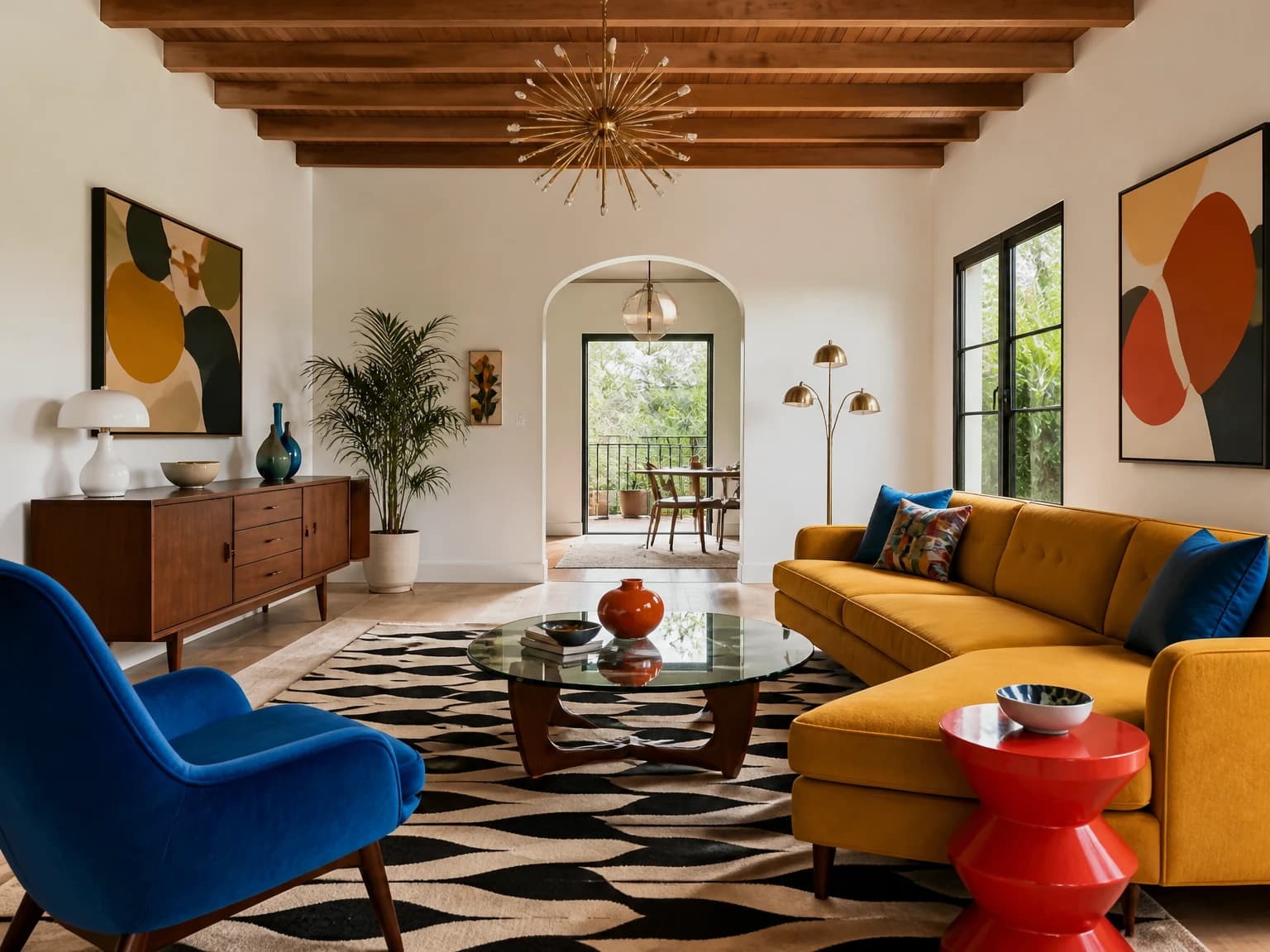 Colorful Retro Lounge, mid-century modern living room inspiration