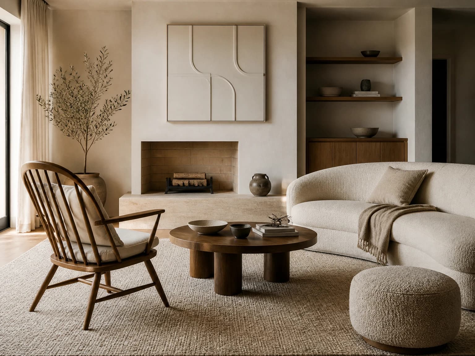 Cream-on-Cream Modernist Room, mid-century modern living room inspiration