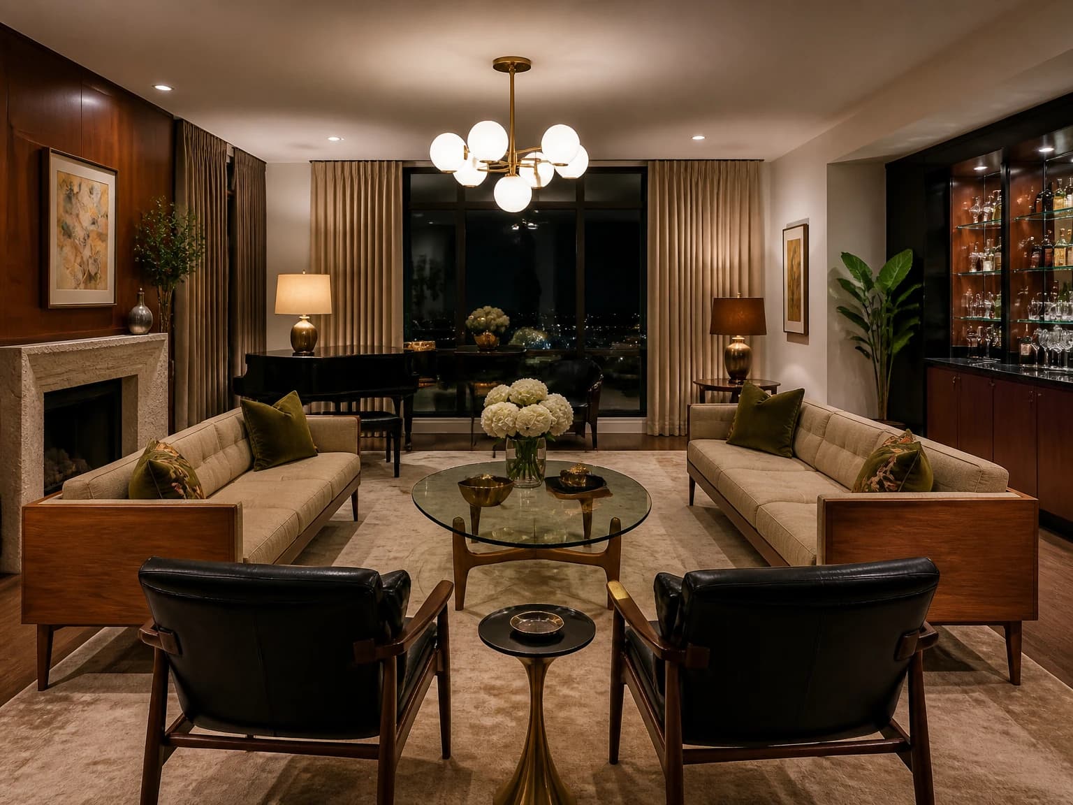 Formal Teak Entertaining Room, mid-century modern living room inspiration