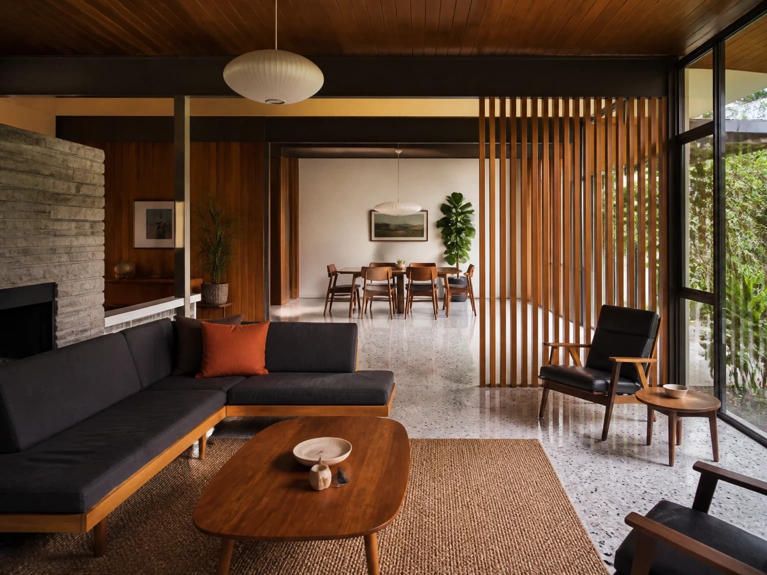 Open-Plan Modernist Home, mid-century modern living room inspiration