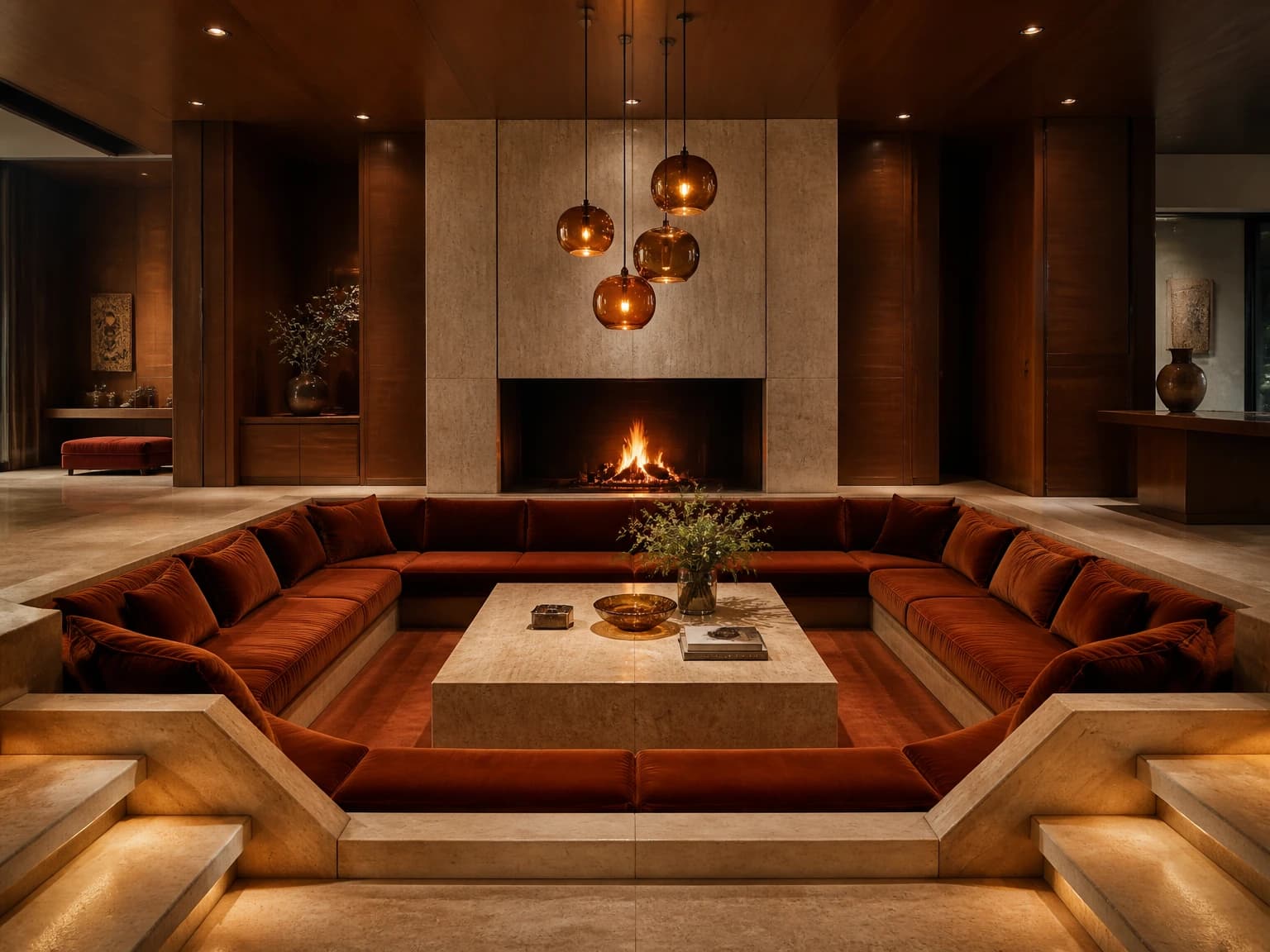Sunken 1960s Conversation Pit, mid-century modern living room inspiration