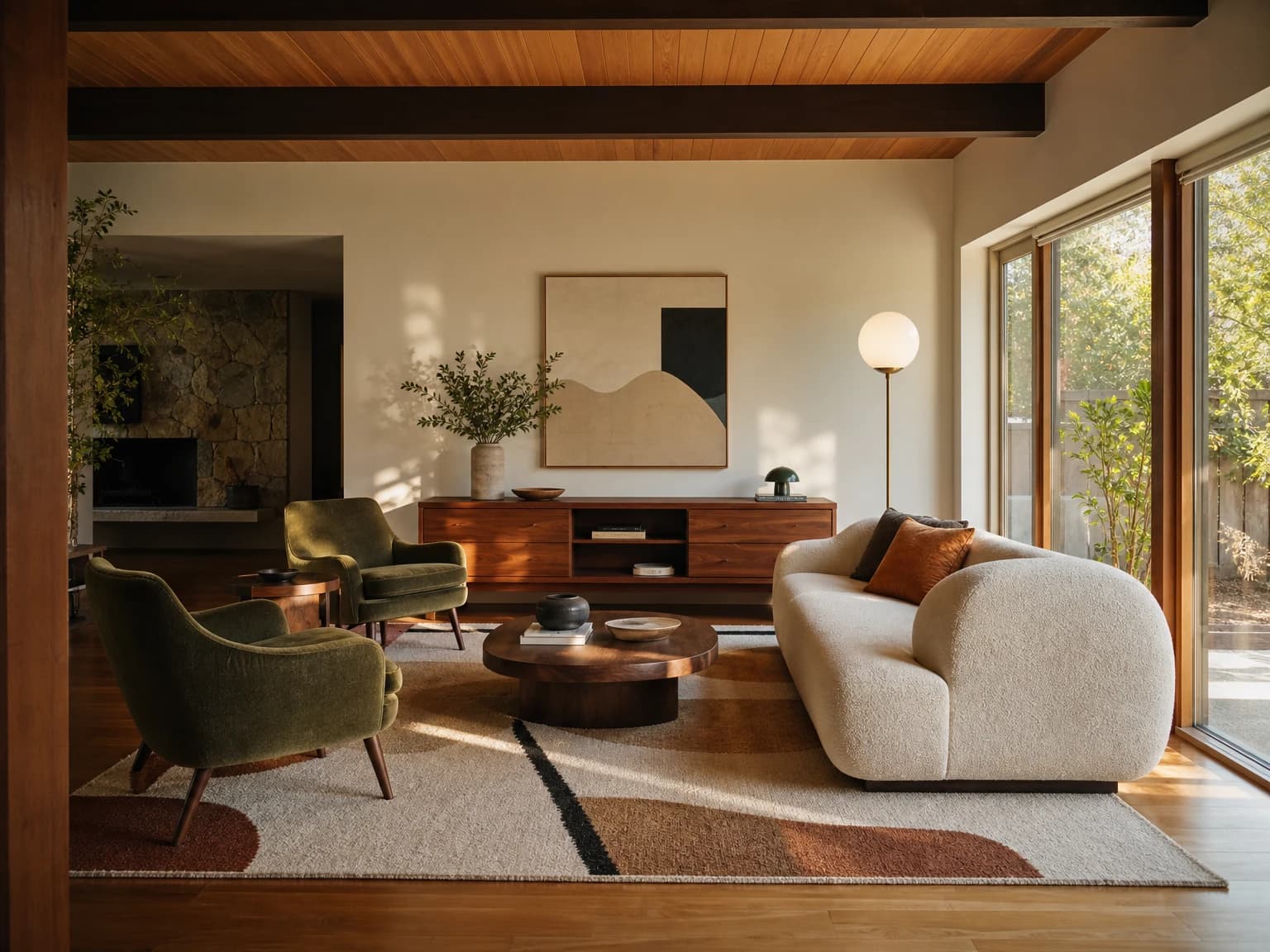 Warm Walnut Conversation Room, mid-century modern living room inspiration