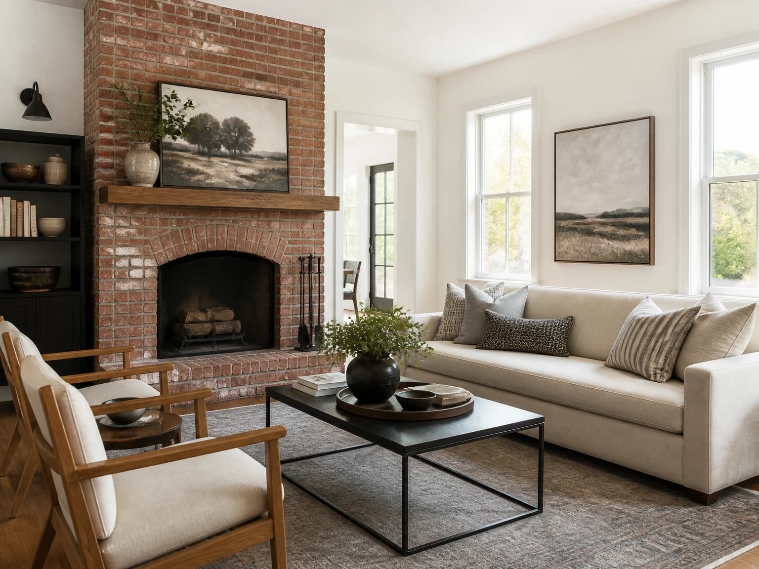 Brick Fireplace Refresh, modern farmhouse living room inspiration