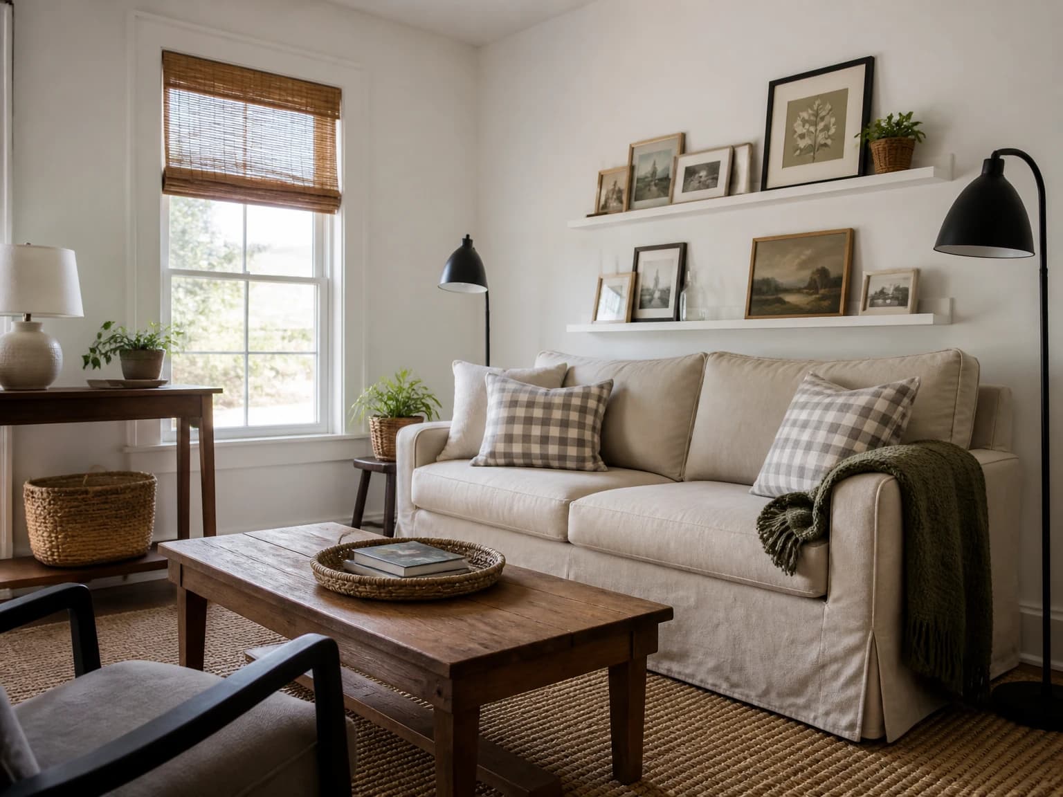 Renter-Friendly Farmhouse Room, modern farmhouse living room inspiration