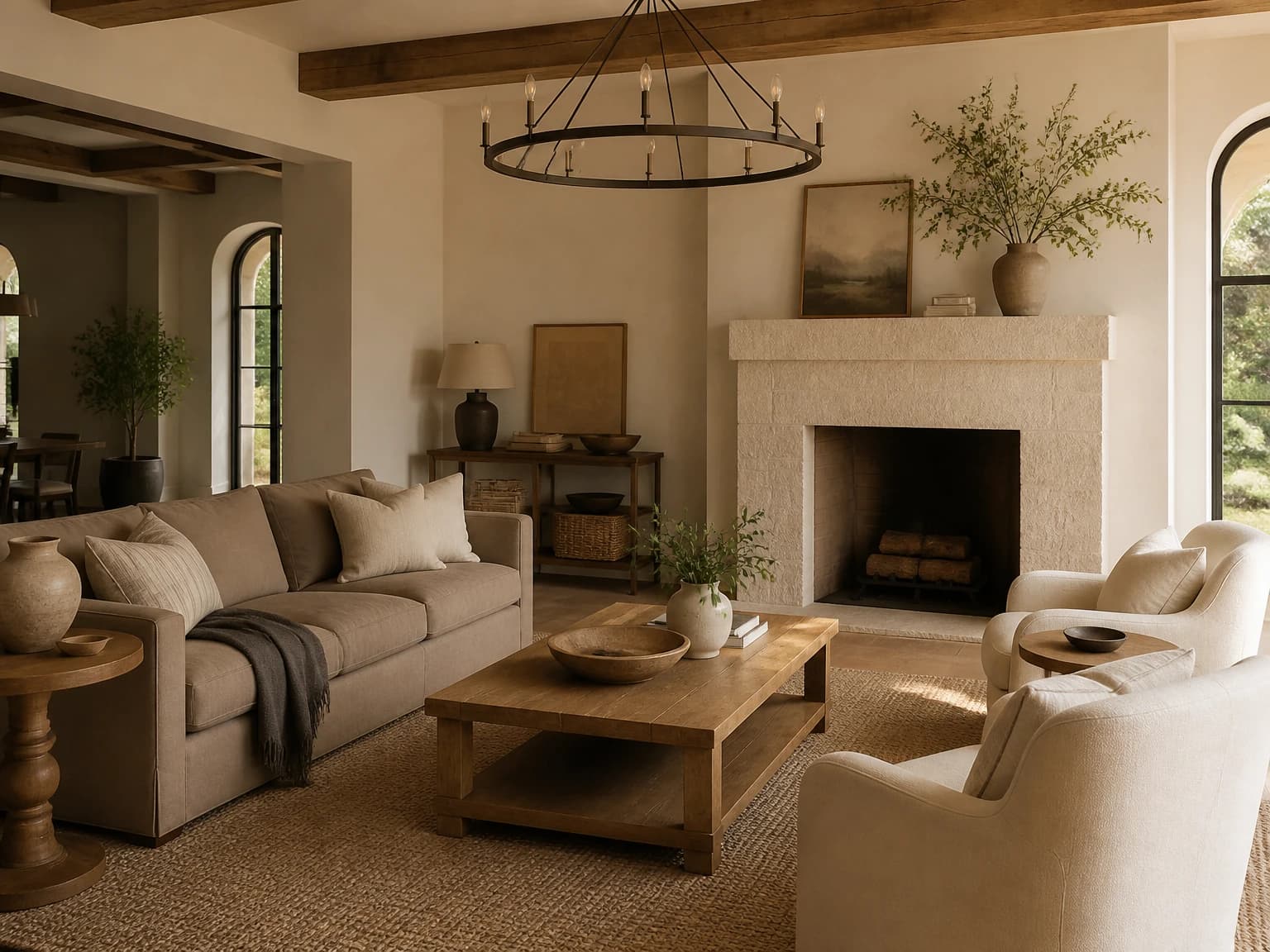 Warm Taupe Farmhouse Room, modern farmhouse living room inspiration
