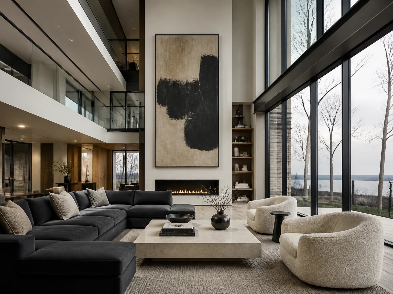 Double-Height Gallery Lounge, modern living room inspiration